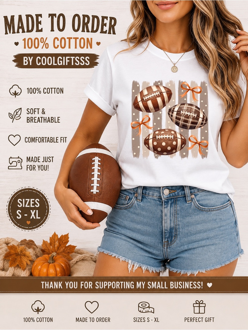 Football tees pick 1 made to order S M L XL New many to choose from be ready - Picture 1 of 16